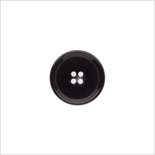 Italian Shiny Black Rimmed 4-Hole Button - 32L/20mm