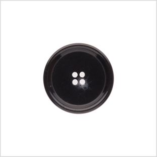 Italian Shiny Black Rimmed 4-Hole Button - 40L/25mm
