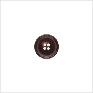 Italian Shiny Dark Brown Rimmed 4-Hole Button - 24L/15mm