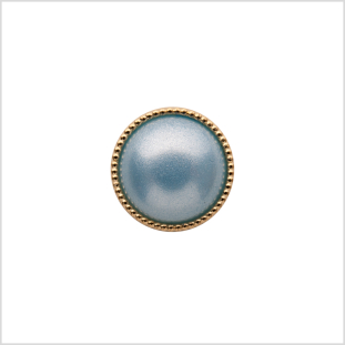 Italian Light Blue/Gold Shank Back Button - 20l/12mm