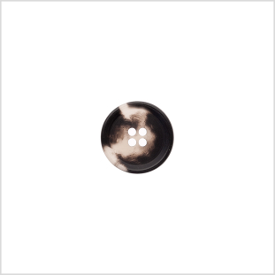 Italian Matte Black/White Rimmed 4-Hole Button - 24L/15mm