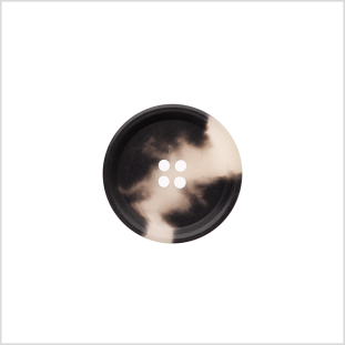 Italian Matte Black/White Rimmed 4-Hole Button - 36L/23mm