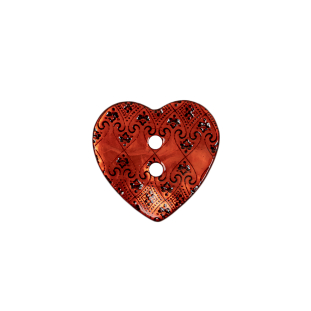 Italian Red Heart-Shaped Shell Button - 32L/20mm