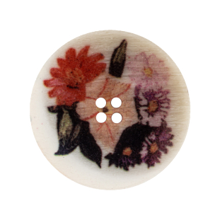 Italian Floral 4-Hole Button - 44L/28mm