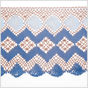6 European Brown/Blue Crochet Trim