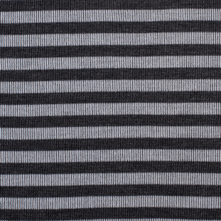 White/Gray Striped Polyester-Rayon Rib Knit