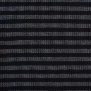 Black/Gray Striped Polyester-Rayon Rib Knit