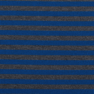 Blue/Gray Striped Polyester-Rayon Rib Knit