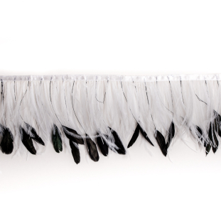 6 White/Black Ostrich Feather Fringe