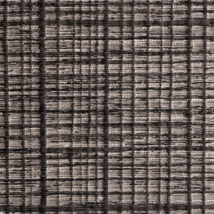 Black Textured Grid Blended Linen Woven