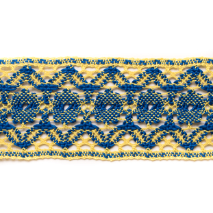 Blue/Yellow Crochet Trim - 3