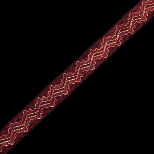Red and Metallic Gold Crochet Trim - 1