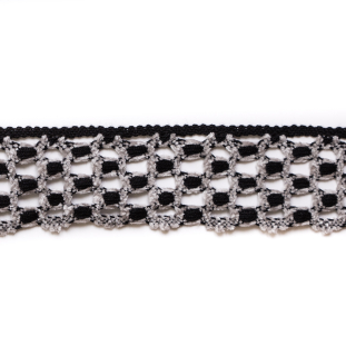Black/Gray Crochet Trim - 2.25