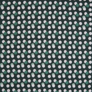 Green/White Circle Printed Combed Cotton Voile