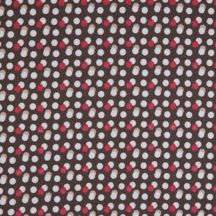 Brown/Red Circle Printed Combed Cotton Voile