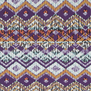 Purple/Mustard Tribal Printed Cotton Voile