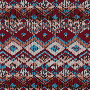 Red/Blue/Peach Tribal Printed Cotton Voile
