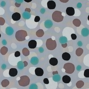 Gray/Beige Circles Printed on a Cotton Voile