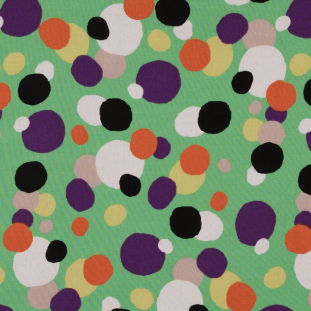 Green/Multicolored Circles Printed on a Cotton Voile