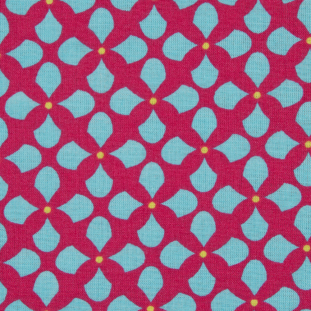 Fuchsia/Blue Geometric Printed Cotton Voile