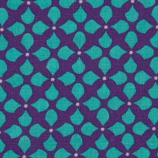 Purple/Teal Geometric Printed Cotton Voile