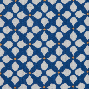 Blue/White Geometric Printed Cotton Voile