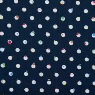 Navy/White Artistically Spotted Polka Dots on a Cotton Sateen