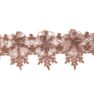 3D Metallic Copper Floral Lace Trim - 5