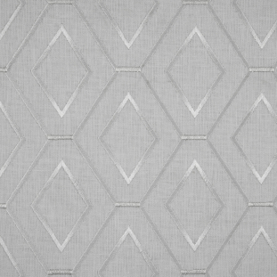 Frost/SIlver Geometric Embroidered Cotton Woven