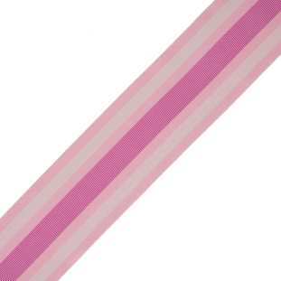 Italian Pink/Ivory Striped Stretch Grosgrain Ribbon - 2