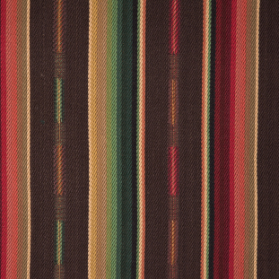 Brown/Red/Yellow Barcode Striped Cotton Twill
