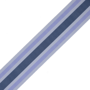 Italian Lavender/Navy/Gray Striped Stretch Grosgrain Ribbon - 2