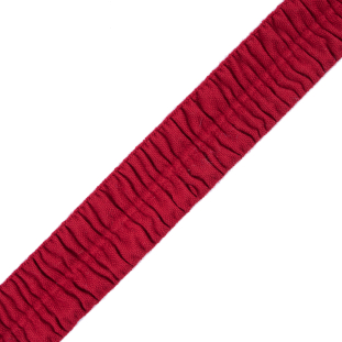Italian Red Ruched Stretch Wool Trimming - 1.5