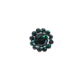 Italian Emerald Rhinestone Shank-Back Button - 18L/12mm