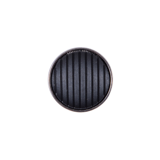 Italian Black and Silver Zamac Button - 24L/15mm