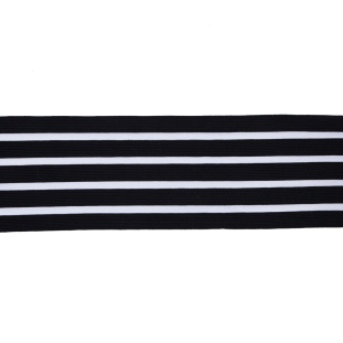 Italian Black Elastic Trim w/ Sheer Stripes - 3.5