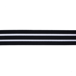 Italian Black Elastic Trim w/ Sheer Stripes - 2
