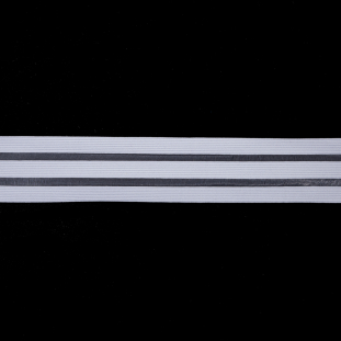 Italian White Elastic Trim w/ Sheer Stripes - 2