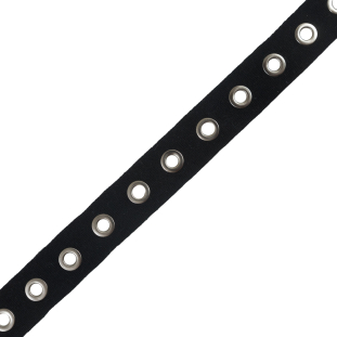 Italian Black Tape with Silver Grommets - 1.25"