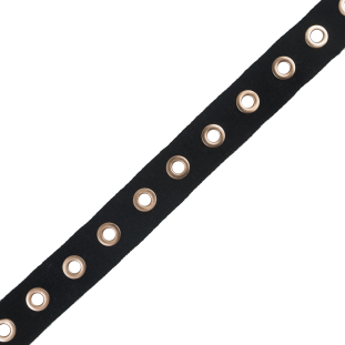 Italian Black Tape with Gold Grommets - 1.25"