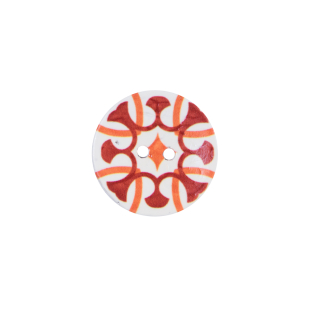 Italian Red/Orange/White Coconut Button - 24L/15mm