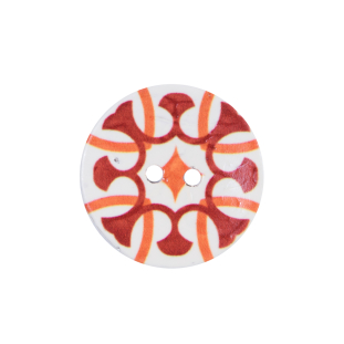 Italian Red/Orange/White Coconut Button - 36L/23mm