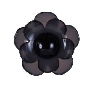 Italian Black Floral Shank-Back Button - 48L/25mm
