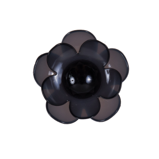 Italian Black Floral Shank-Back Button - 40L/25mm