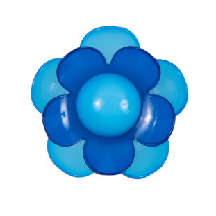 Italian Blue Floral Shank-Back Button - 48L/25mm