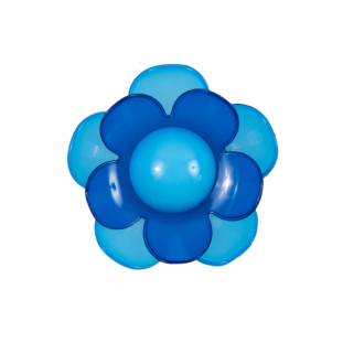 Italian Blue Floral Shank-Back Button - 40L/25mm