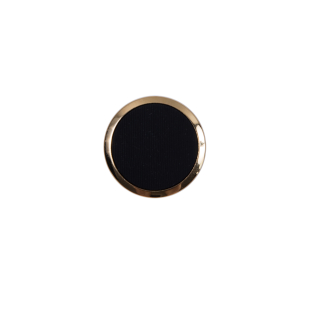 Italian Black and Gold Plastic Shank-Back Button - 20L/13mm