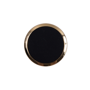 Italian Black and Gold Plastic Shank-Back Button - 30L/19mm