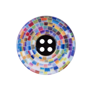 Italian Mulit-Colored Printed Button - 40L/25mm