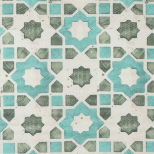 Spa Blue/Green Geometric Floral Outdoor Canvas